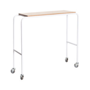 Epoxy Coated Fixed Height Overbed Table - Wood Top